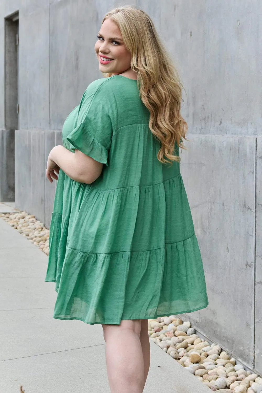 HEYSON Sweet As Can Be Full Size Textured Woven Babydoll Dress Casual Dresses - Tophatter Daily Deals